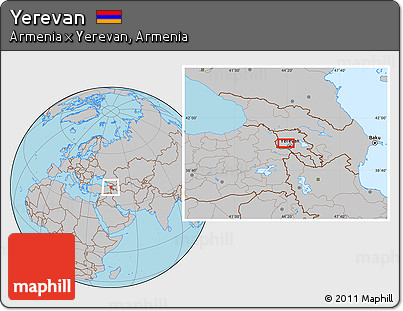 Gray Location Map of Yerevan