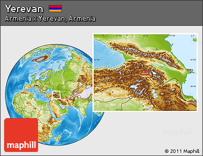 Physical Location Map of Yerevan