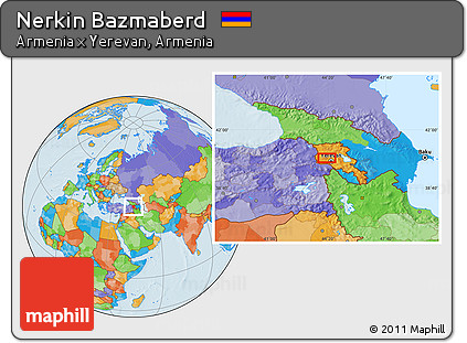 Political Location Map of Nerkin Bazmaberd