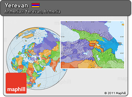Political Location Map of Yerevan