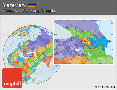 Political Location Map of Yerevan