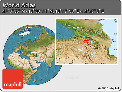 Satellite Location Map of the Area around 40° 23' 48" N, 44° 16' 29" E