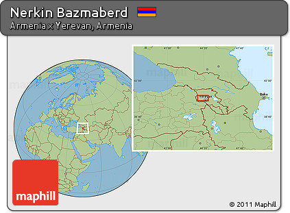 Savanna Style Location Map of Nerkin Bazmaberd