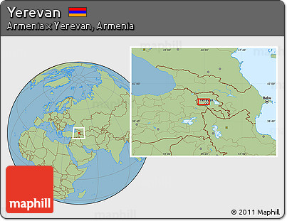 Savanna Style Location Map of Yerevan