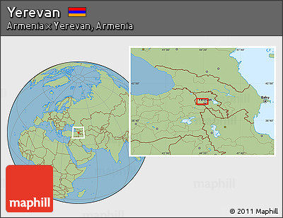 Savanna Style Location Map of Yerevan