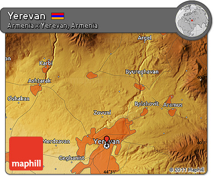 Physical Map of Yerevan
