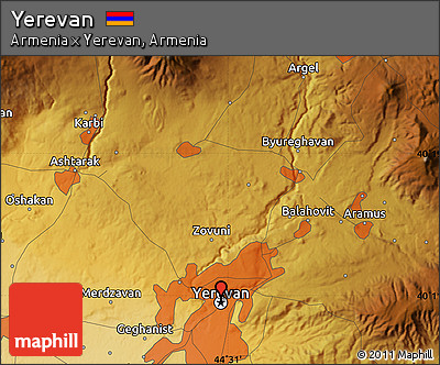 Physical Map of Yerevan