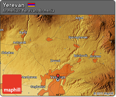 Physical Map of Yerevan