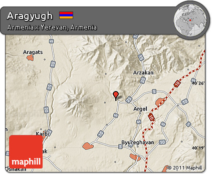 Shaded Relief Map of Aragyugh