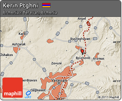 Shaded Relief Map of Kerin Ptghni