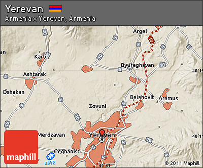 Shaded Relief Map of Yerevan