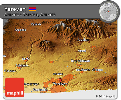 Physical Panoramic Map of Yerevan