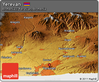 Physical Panoramic Map of Yerevan