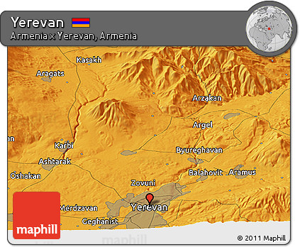 Political Panoramic Map of Yerevan