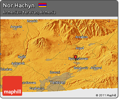 Political Panoramic Map of Nor Hachyn