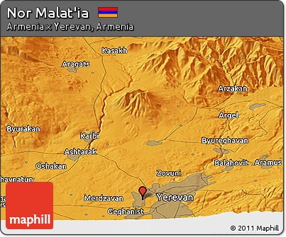 Political Panoramic Map of Nor Malat'ia