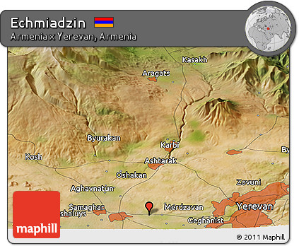 Satellite Panoramic Map of Echmiadzin