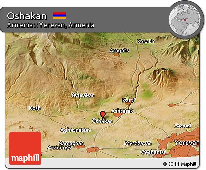Satellite Panoramic Map of Oshakan