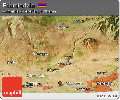 Satellite Panoramic Map of Echmiadzin