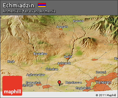 Satellite Panoramic Map of Echmiadzin