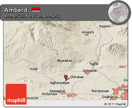 Shaded Relief Panoramic Map of Amberd
