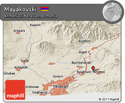 Shaded Relief Panoramic Map of Mayakovski