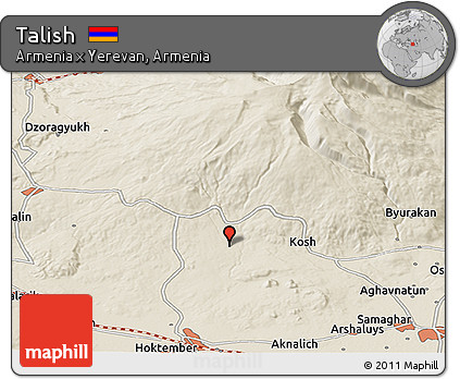 Shaded Relief Panoramic Map of Talish