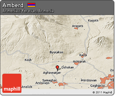 Shaded Relief Panoramic Map of Amberd
