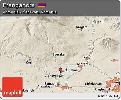 Shaded Relief Panoramic Map of Franganots