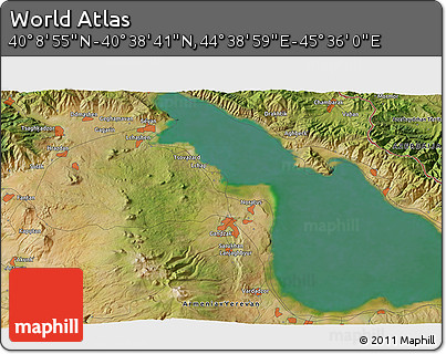 Satellite 3D Map of the Area around 40° 23' 48" N, 45° 7' 30" E