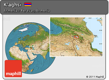 Satellite Location Map of K'aghsi