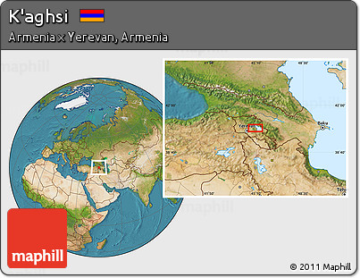 Satellite Location Map of K'aghsi