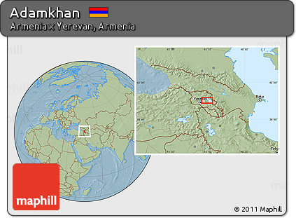 Savanna Style Location Map of Adamkhan, hill shading
