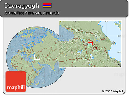 Savanna Style Location Map of Dzoragyugh, hill shading