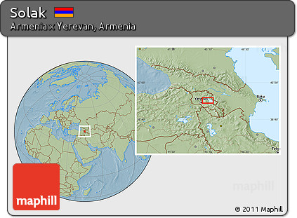 Savanna Style Location Map of Solak, hill shading