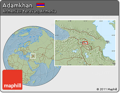 Savanna Style Location Map of Adamkhan, hill shading