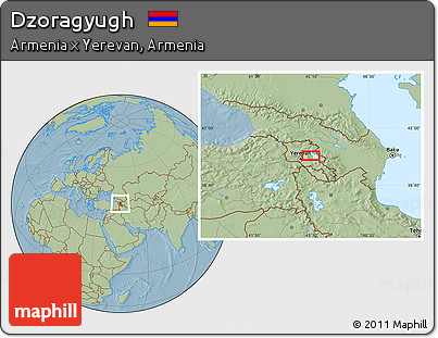 Savanna Style Location Map of Dzoragyugh, hill shading
