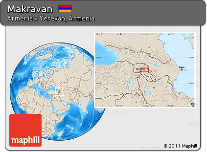 Shaded Relief Location Map of Makravan
