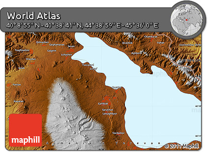 Physical Map of the Area around 40° 23' 48" N, 45° 7' 30" E