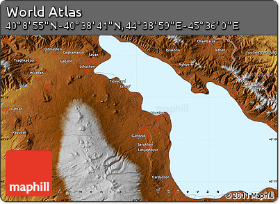 Physical Map of the Area around 40° 23' 48" N, 45° 7' 30" E