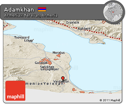 Shaded Relief Panoramic Map of Adamkhan