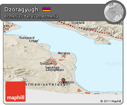 Shaded Relief Panoramic Map of Dzoragyugh