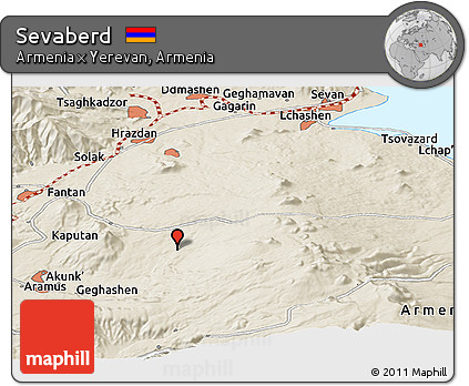 Shaded Relief Panoramic Map of Sevaberd