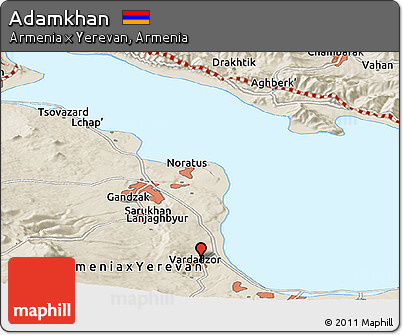 Shaded Relief Panoramic Map of Adamkhan