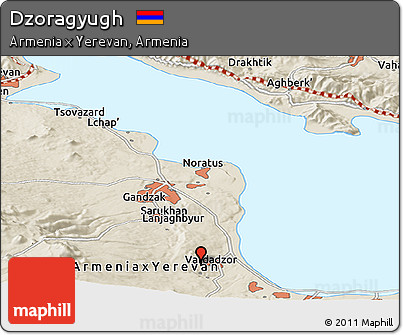 Shaded Relief Panoramic Map of Dzoragyugh