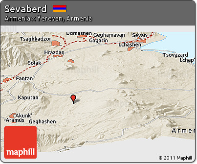 Shaded Relief Panoramic Map of Sevaberd
