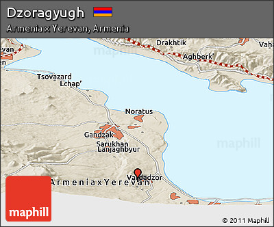 Shaded Relief Panoramic Map of Dzoragyugh