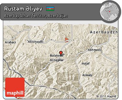 Shaded Relief 3D Map of Rüstǝm Əliyev