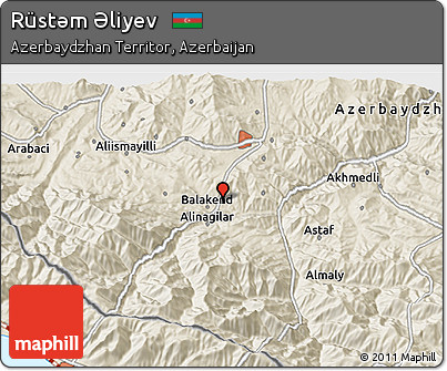 Shaded Relief 3D Map of Rüstǝm Əliyev