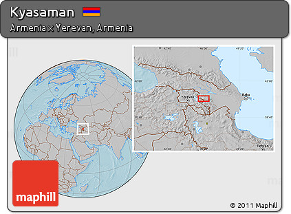 Gray Location Map of Kyasaman, hill shading